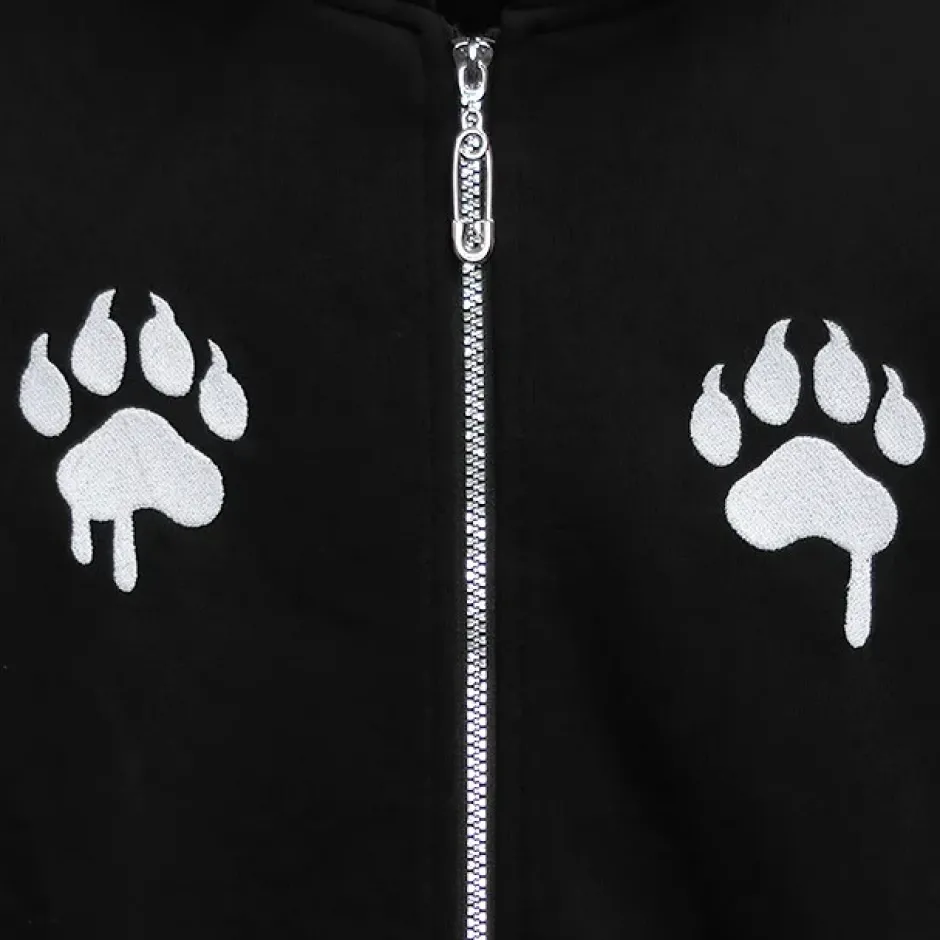Jackets & Hoodies>LISTEN FLAVOR Tiger and Fire Horn Pad Zip Hoodie
