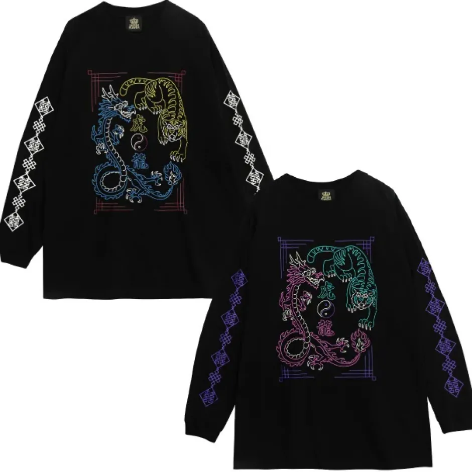 Tops>LISTEN FLAVOR Tiger Dragon China Long Sleeve T-Shirt