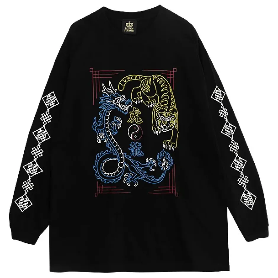Tops>LISTEN FLAVOR Tiger Dragon China Long Sleeve T-Shirt