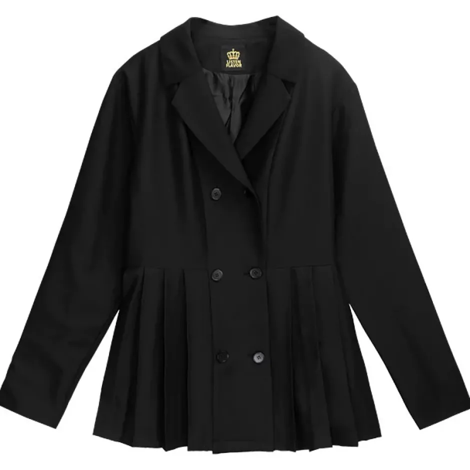 Jackets & Hoodies>LISTEN FLAVOR Trenchcoat-Style Pleated Jacket