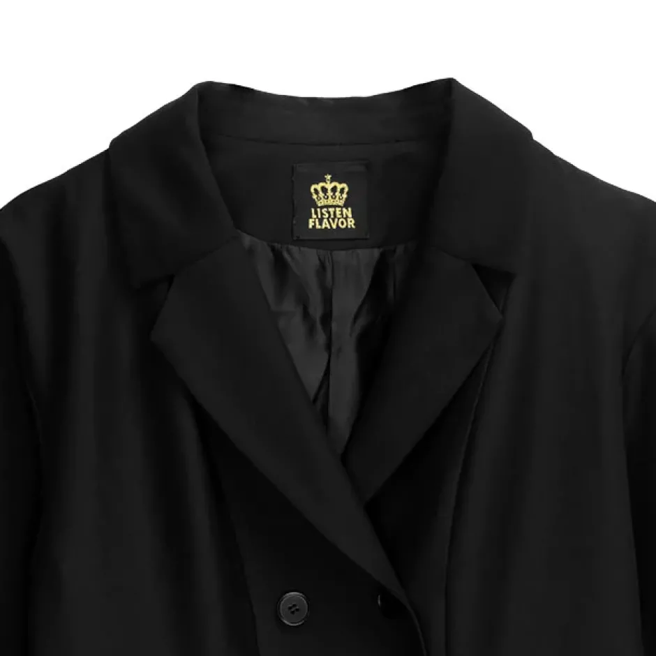Jackets & Hoodies>LISTEN FLAVOR Trenchcoat-Style Pleated Jacket