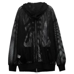 LISTEN FLAVOR Triple Belt Mesh Zip Hoodie Clearance
