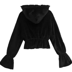 LISTEN FLAVOR Triple Heart Velour Short Hoodie Clearance