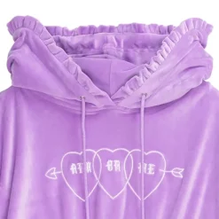 LISTEN FLAVOR Triple Heart Velour Short Hoodie Clearance