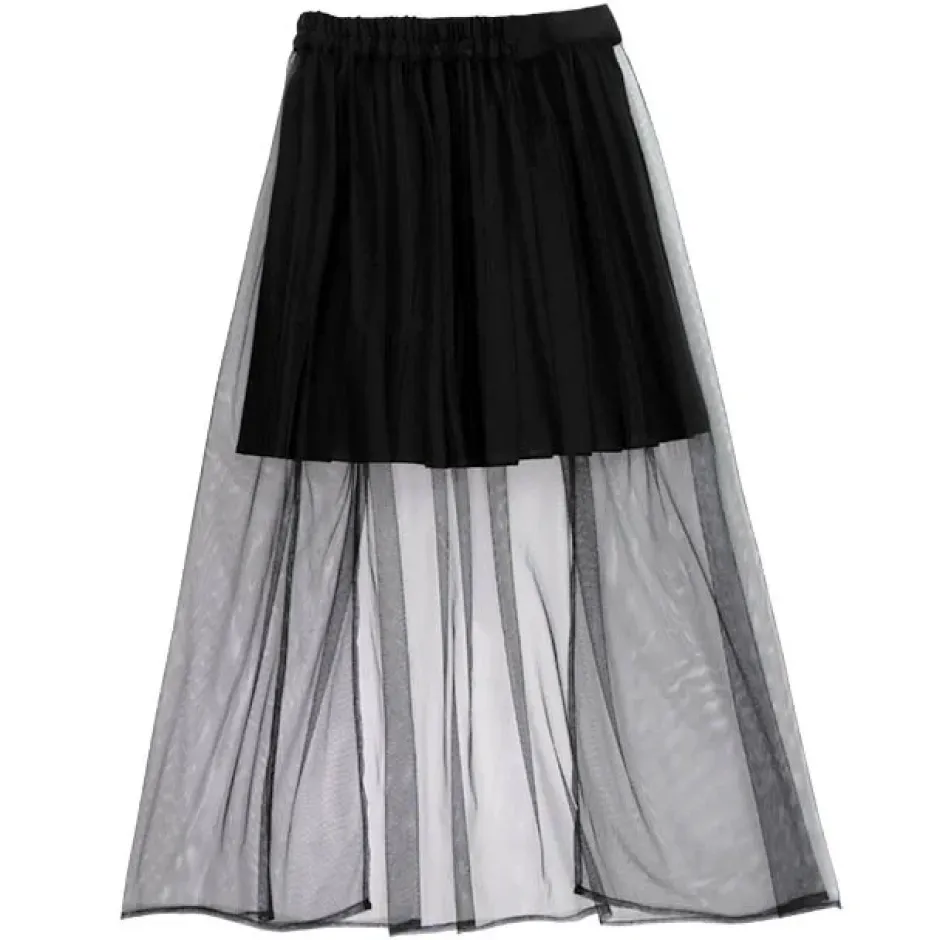 LISTEN FLAVOR Tulle Layered Pleated Skirt Outlet