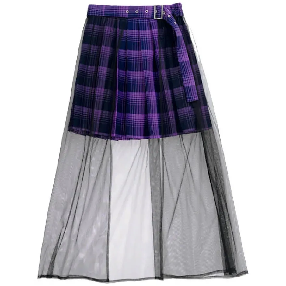 LISTEN FLAVOR Tulle Layered Pleated Skirt Outlet