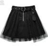 LISTEN FLAVOR Tulle Pleated Mini Skirt w/ Belt Hot