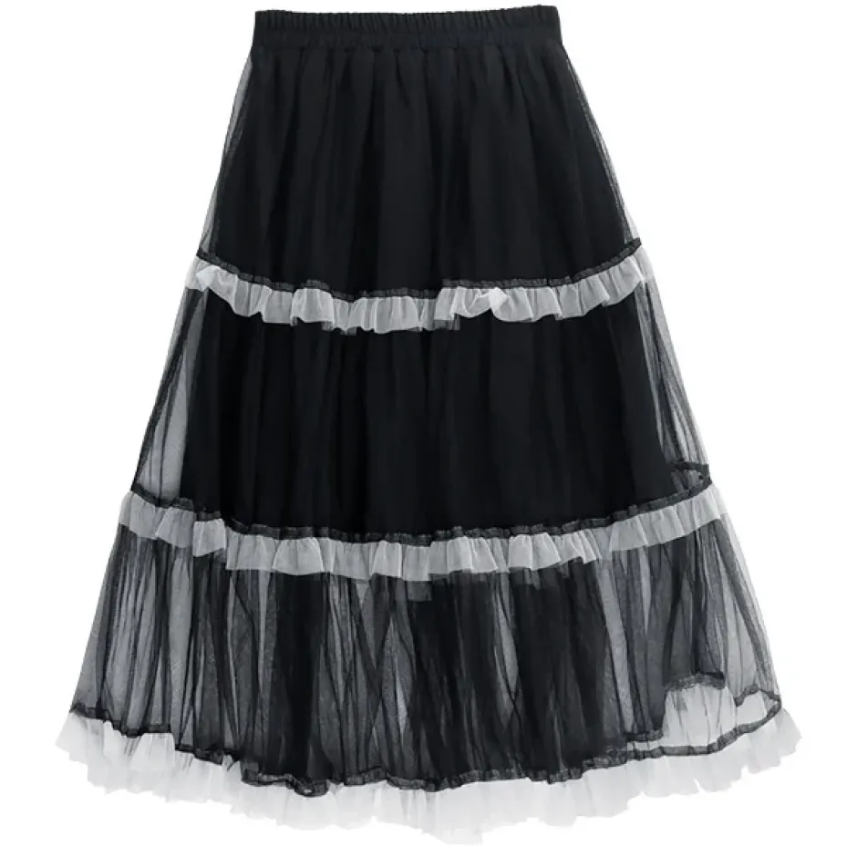 Bottoms>LISTEN FLAVOR Tulle Tiered Skirt