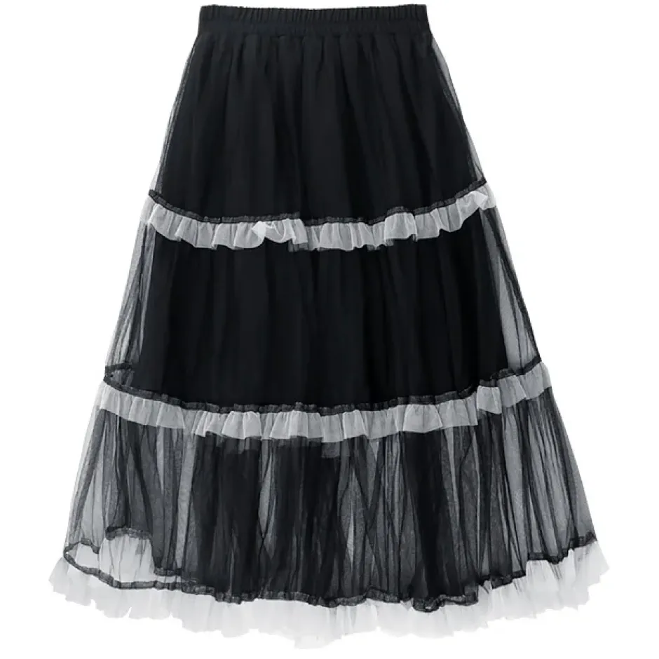 Bottoms>LISTEN FLAVOR Tulle Tiered Skirt