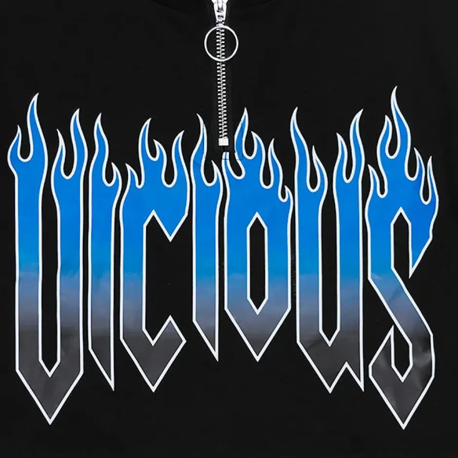 LISTEN FLAVOR Vicious Fire Eyelet Sleeve Short Top Online