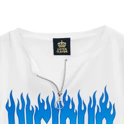 LISTEN FLAVOR Vicious Fire Eyelet Sleeve Short Top Online