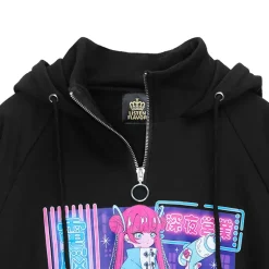 LISTEN FLAVOR x A.YAMI Half Zip Hoodie Black Sale