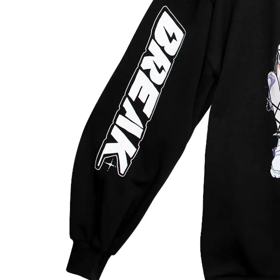 Jackets & Hoodies>LISTEN FLAVOR x Kaibashira Shoulder Zip Hoodie Black