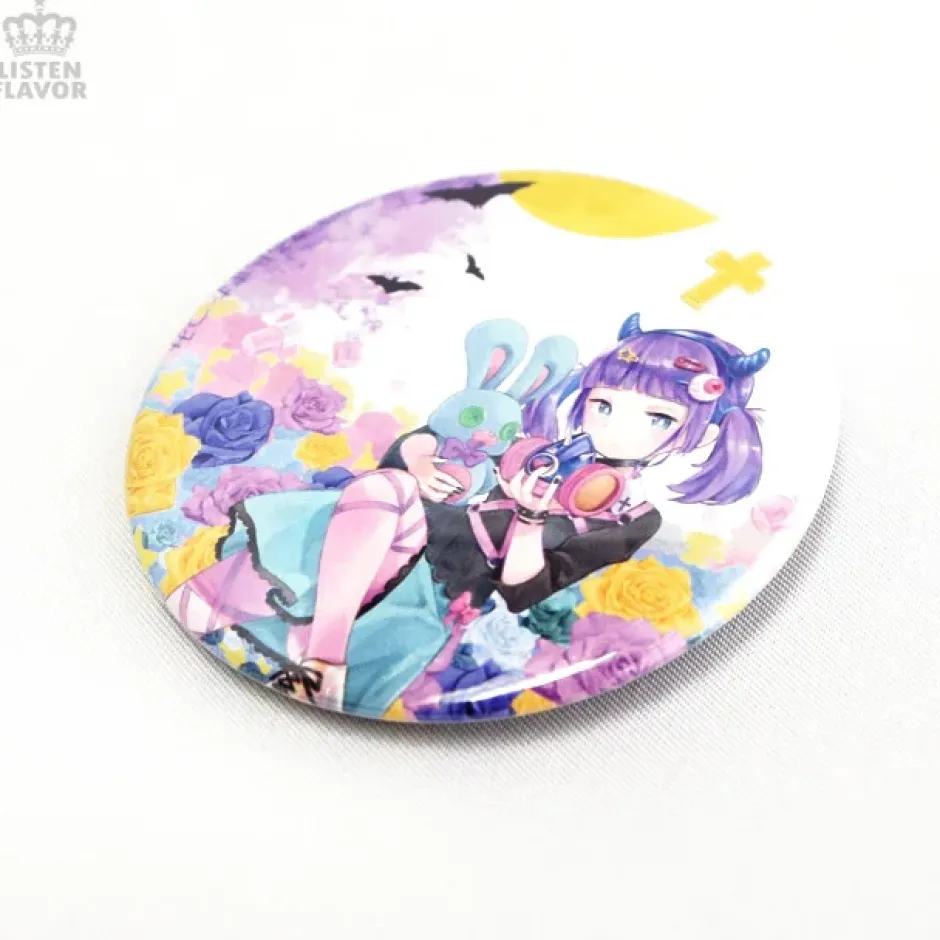 LISTEN FLAVOR x Tatsumi Tsurushima Moonlit Roses Punk Girl Collab Pin Badge Hot