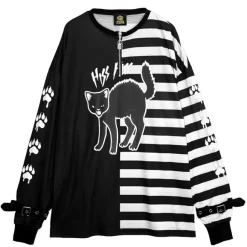 LISTEN FLAVOR Yannoka Cat Battle Stance Pullover New