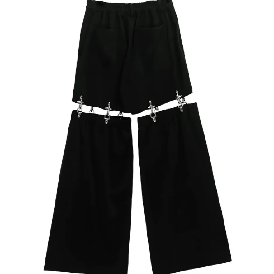 Bottoms>LISTEN FLAVOR Zettai Ryoiki Fire Buckle Black Pants