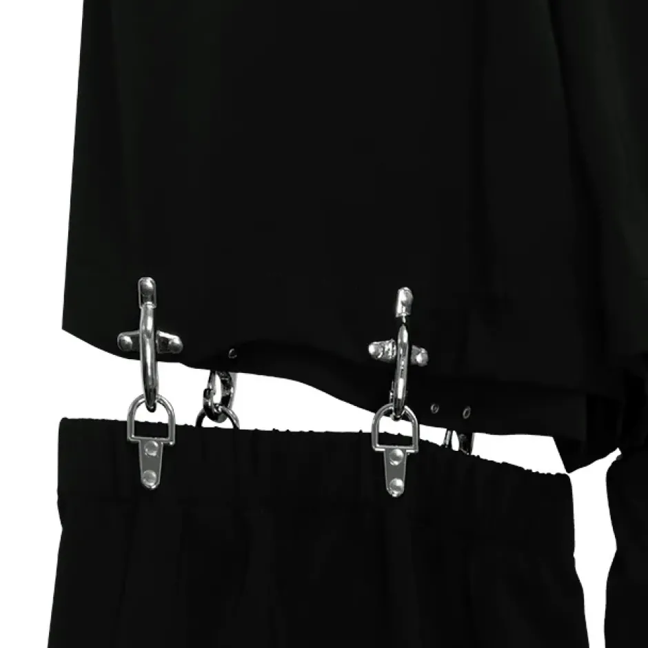 Bottoms>LISTEN FLAVOR Zettai Ryoiki Fire Buckle Black Pants