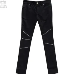 Bottoms>LISTEN FLAVOR Zip Detail Black Skinny Pants
