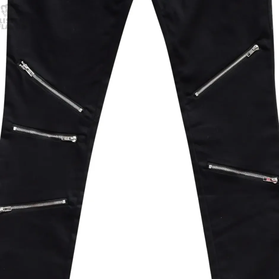 Bottoms>LISTEN FLAVOR Zip Detail Black Skinny Pants