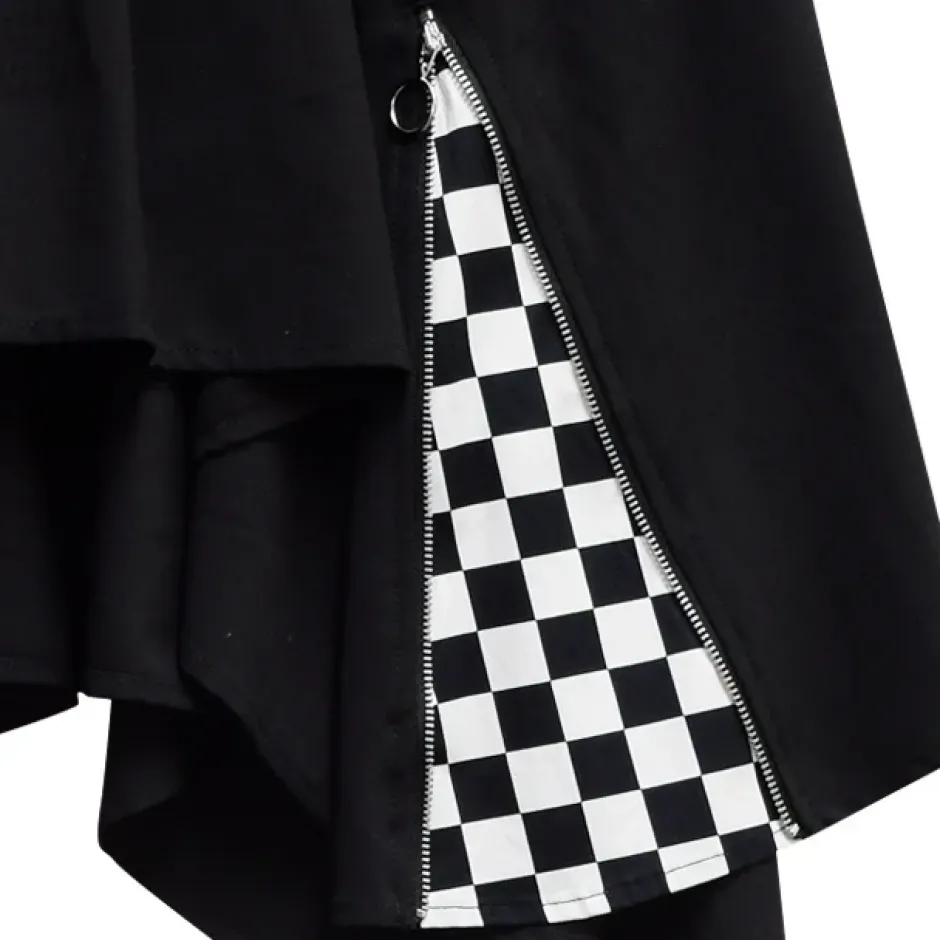 Bottoms>LISTEN FLAVOR Zip Detail Hemline Skirt