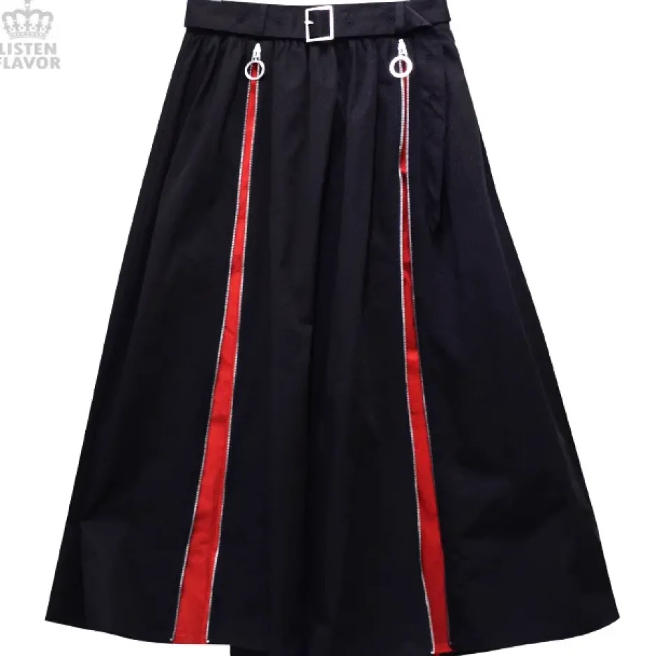 LISTEN FLAVOR Zipper Detail Long Skirt Online