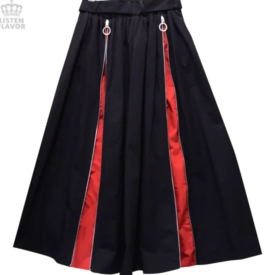 LISTEN FLAVOR Zipper Detail Long Skirt Online
