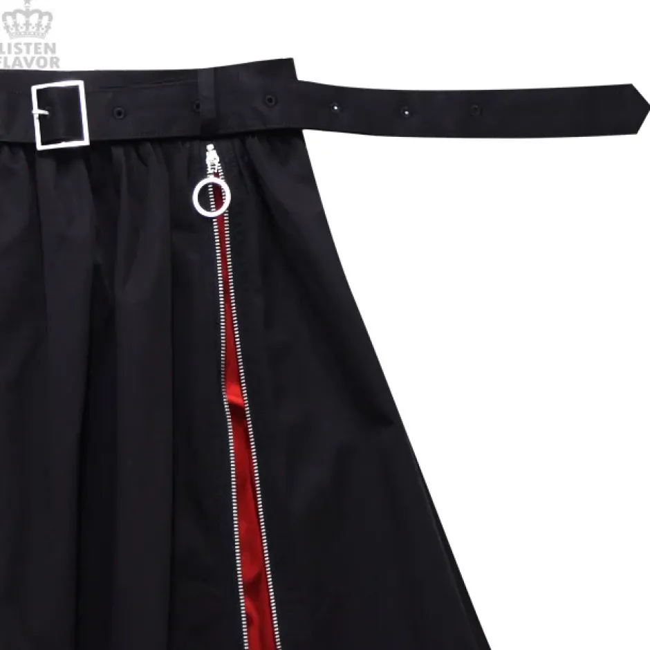 LISTEN FLAVOR Zipper Detail Long Skirt Online