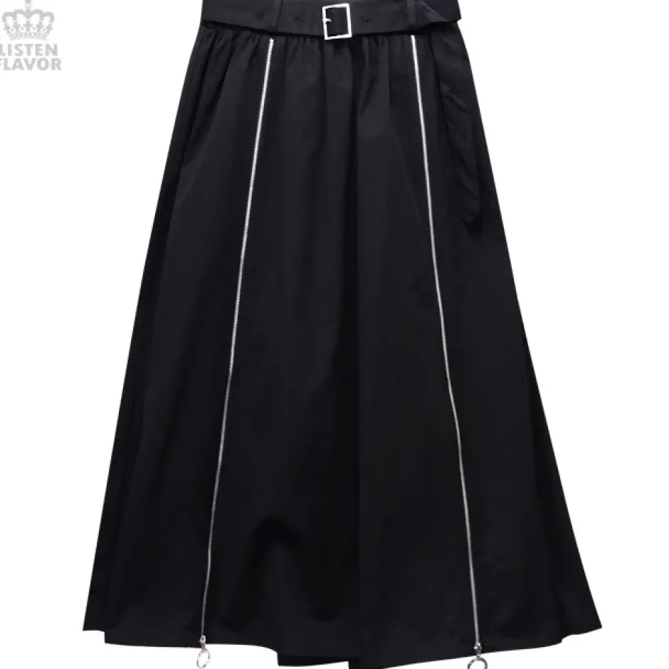 LISTEN FLAVOR Zipper Detail Long Skirt Online
