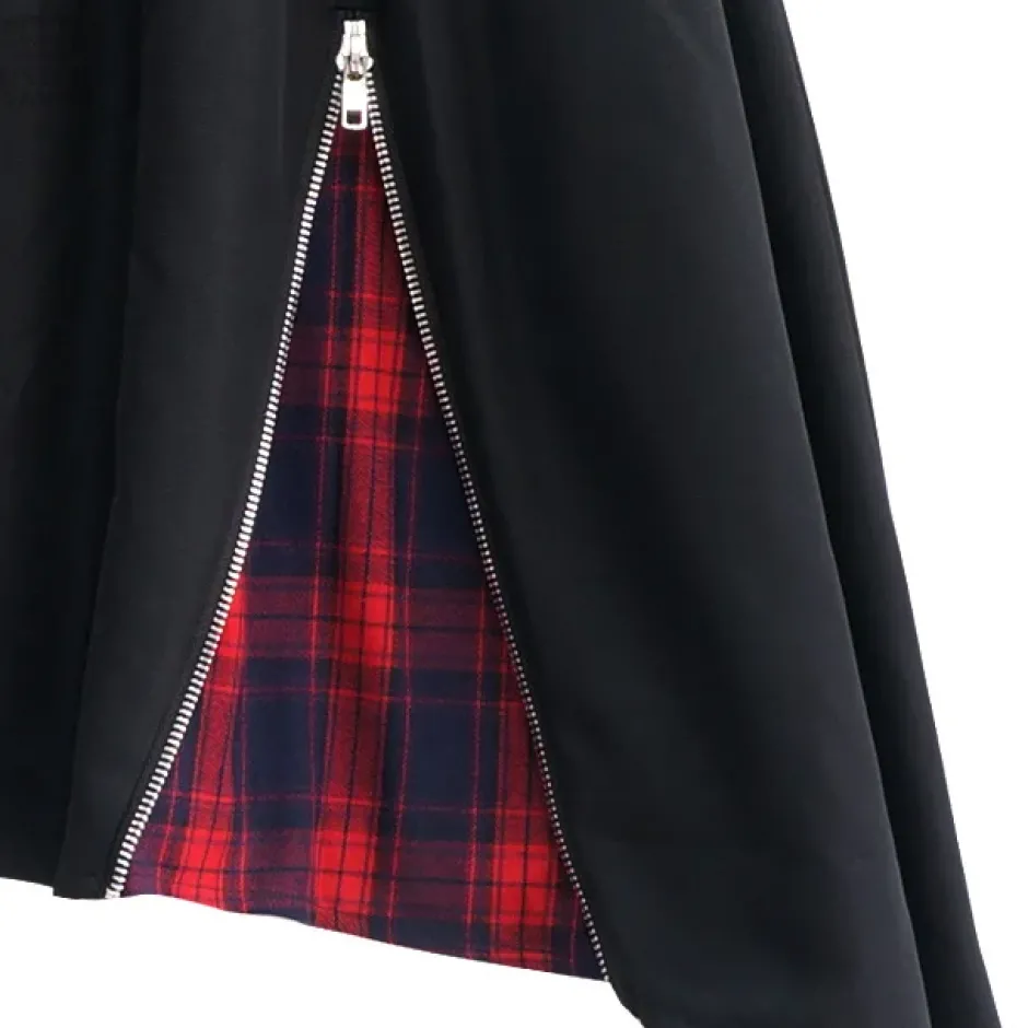 Bottoms>LISTEN FLAVOR Zippered Hem Line Skirt
