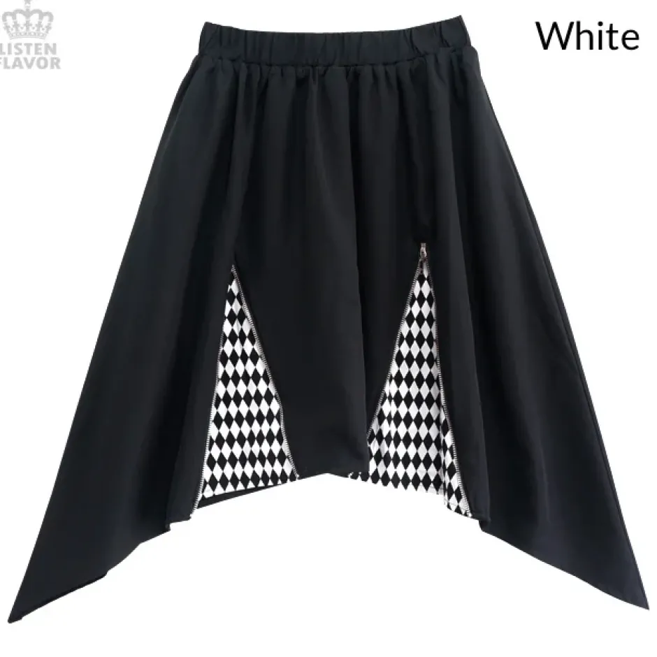Bottoms>LISTEN FLAVOR Zippered Hem Line Skirt