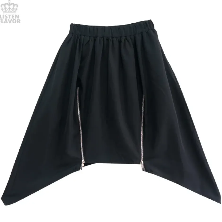 Bottoms>LISTEN FLAVOR Zippered Hem Line Skirt