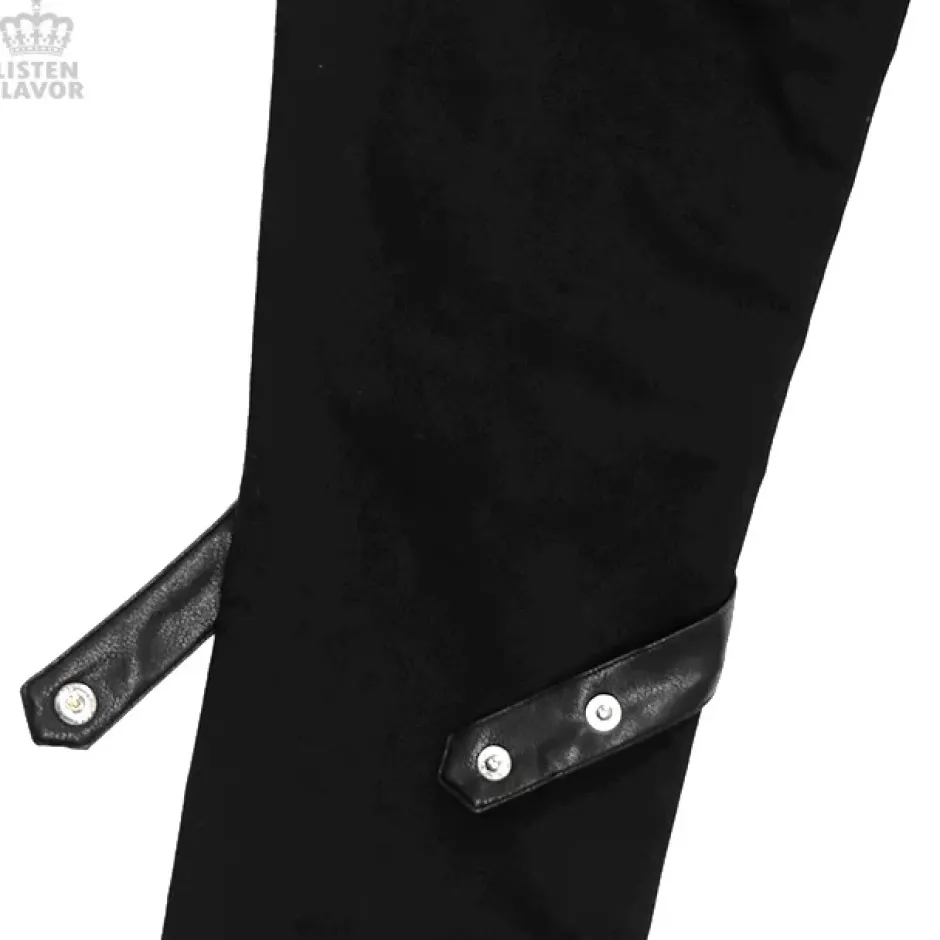 Bottoms>LISTEN FLAVOR Zip Skinny Black Pants w/ Harness