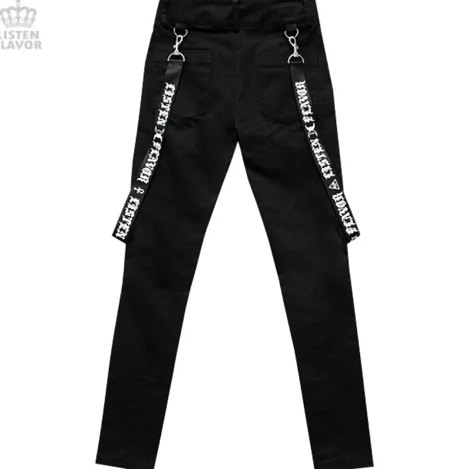 Bottoms>LISTEN FLAVOR Zip Skinny Pants w/ Suspenders
