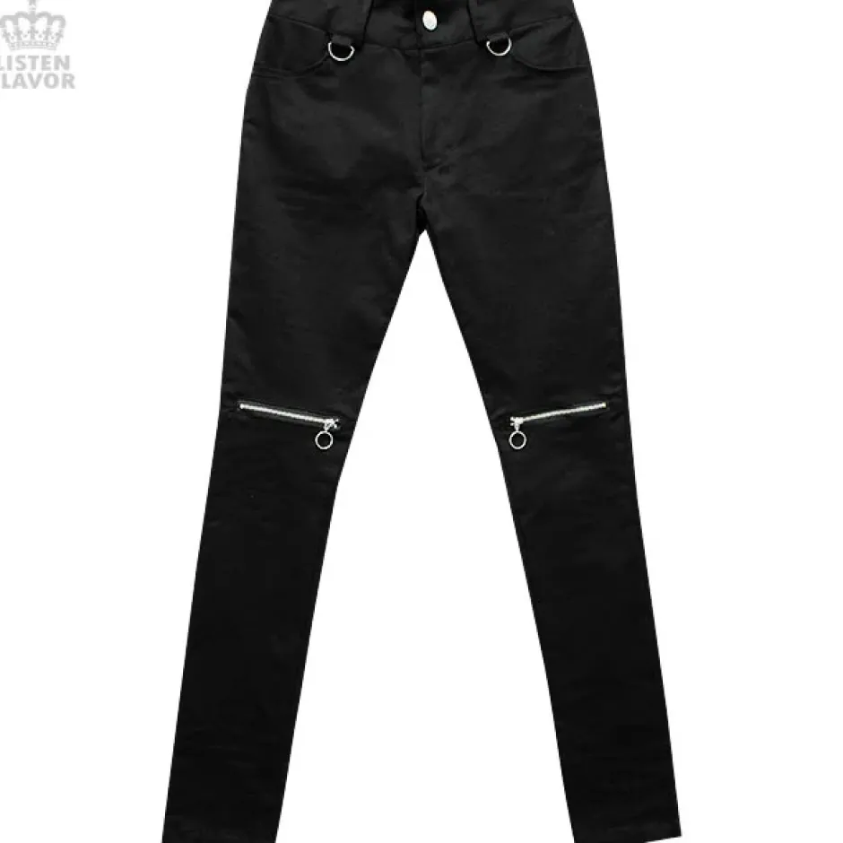 Bottoms>LISTEN FLAVOR Zip Skinny Pants w/ Suspenders
