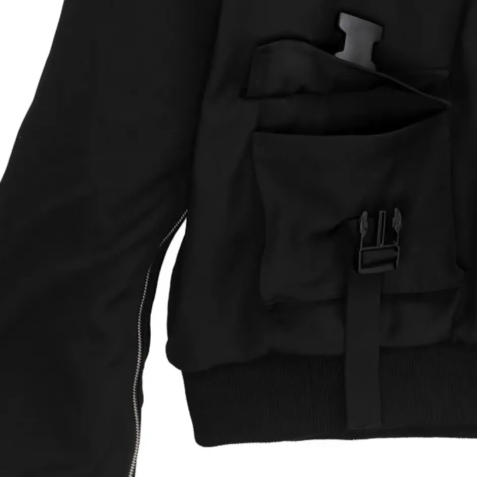 LISTEN FLAVOR Zip Slit Sleeve Hooded Blouson Sale