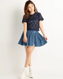 LIZ LISA Dungaree Scallop Short Pants Hot