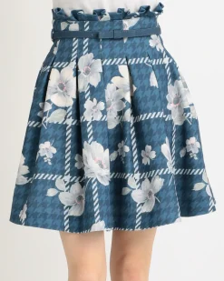 Bottoms>LIZ LISA Floral Plaid Houndstooth Skirt