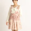 Bottoms>LIZ LISA Flower Check Pattern Pinafore Dress