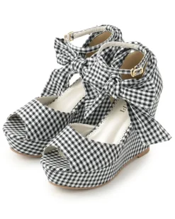 Footwear>LIZ LISA Gingham Wedge Sandals