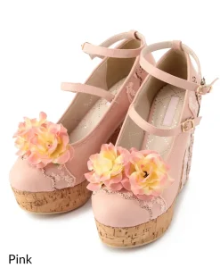 LIZ LISA Rose Wedge Pumps New