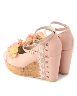 LIZ LISA Rose Wedge Pumps New