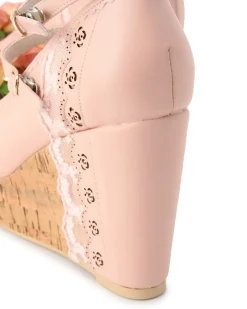 LIZ LISA Rose Wedge Pumps New