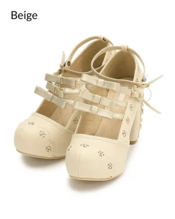 LIZ LISA Triple Ribbon Strap Pumps