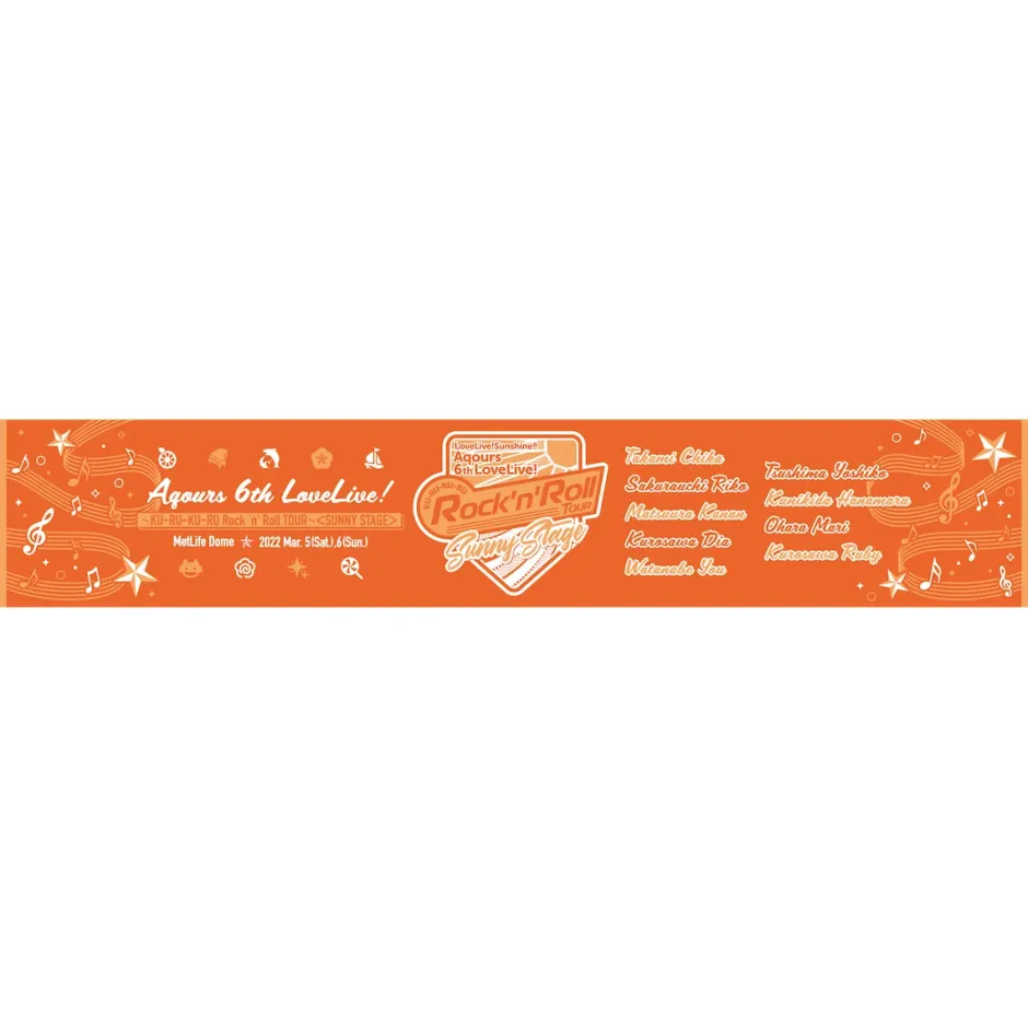 Love Live! Sunshine!! Aqours 6th Love Live! KU-RU-KU-RU Rock 'n' Roll TOUR Muffler Towel Outlet