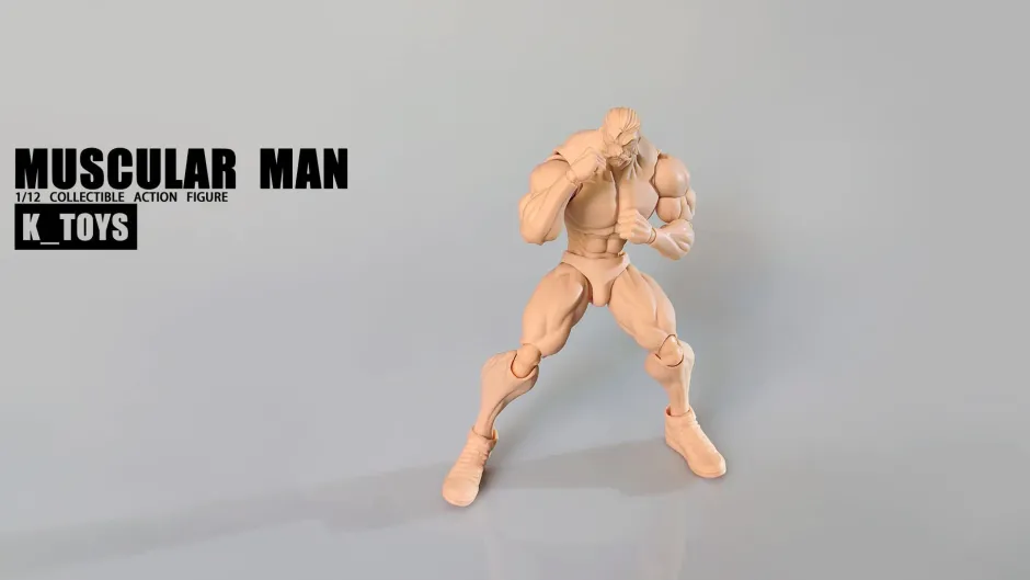 Action Figures>Muscular Man Body KT01B Normal Skin 1/12 Scale Action Figure