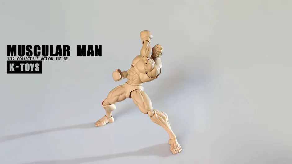 Action Figures>Muscular Man Body KT01B Normal Skin 1/12 Scale Action Figure