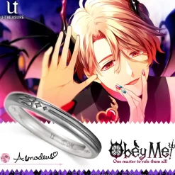 Jewelry & Hair Accessories>Obey Me! Asmodeus Black-Coated Silver Ring