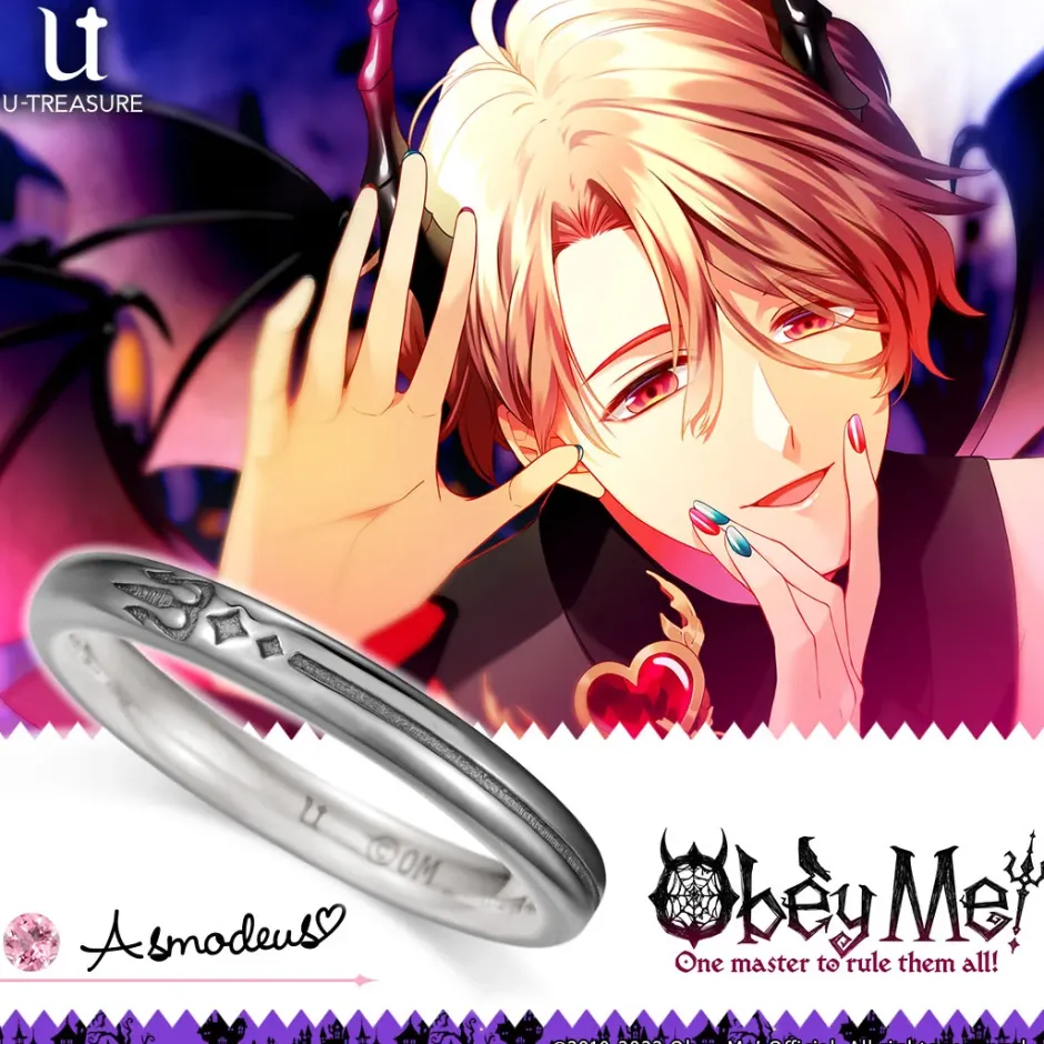 Jewelry & Hair Accessories>Obey Me! Asmodeus Black-Coated Silver Ring