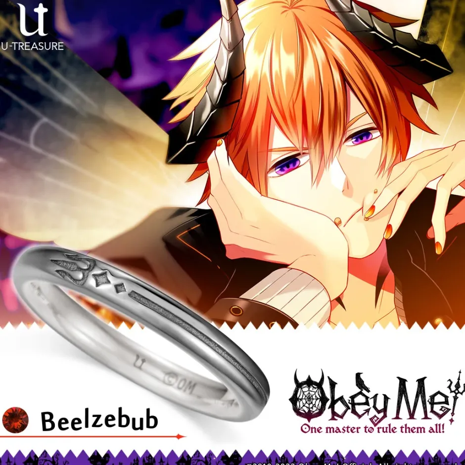 Obey Me! Beelzebub Black-Coated Silver Ring Sale