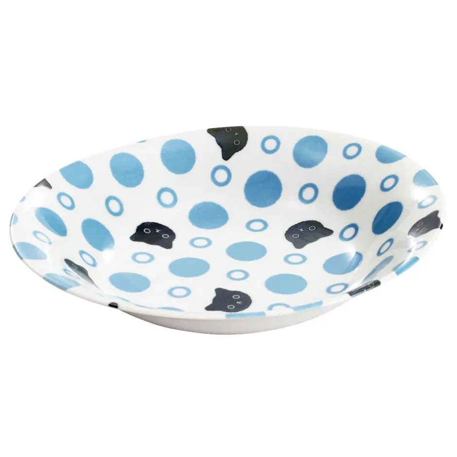 Dishware>Polka Dots & Cats Mino Ware Curry Plate Set